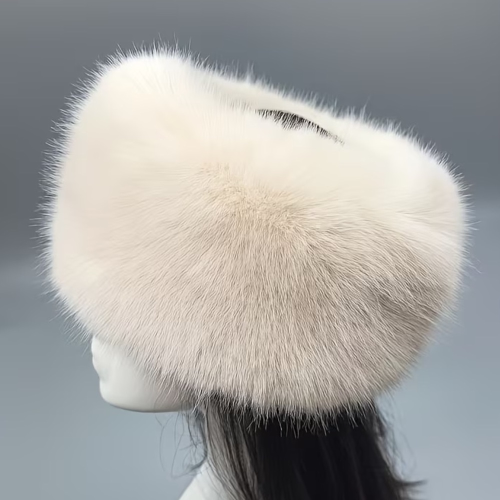 Cream Fur Headband Head Warmer Hat - NEW